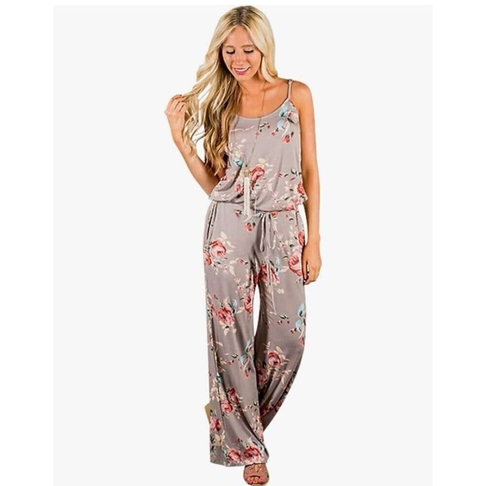 AMiERY Women's Floral Printed Jumpsuits Solid Rompers Casual Comfy Striped Jumps